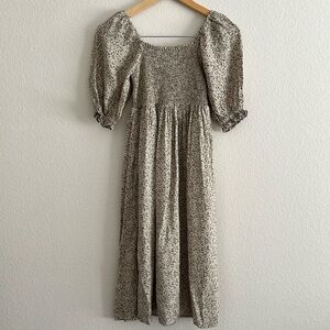 Rylee & Cru - Girls size 10-12y Smocked Tan Dress with floral pattern